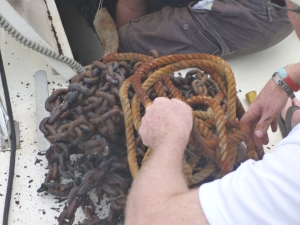 A heavy hammer was needed to extract this rusting heap from the anchor locker